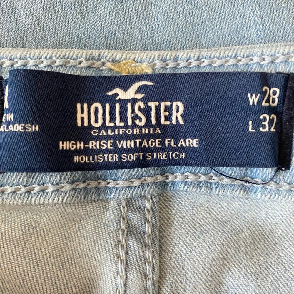 Hollister Daisy High Rise Flare Jeans Retro Stretch Light Wash Size 28/32 - Picture 2 of 7